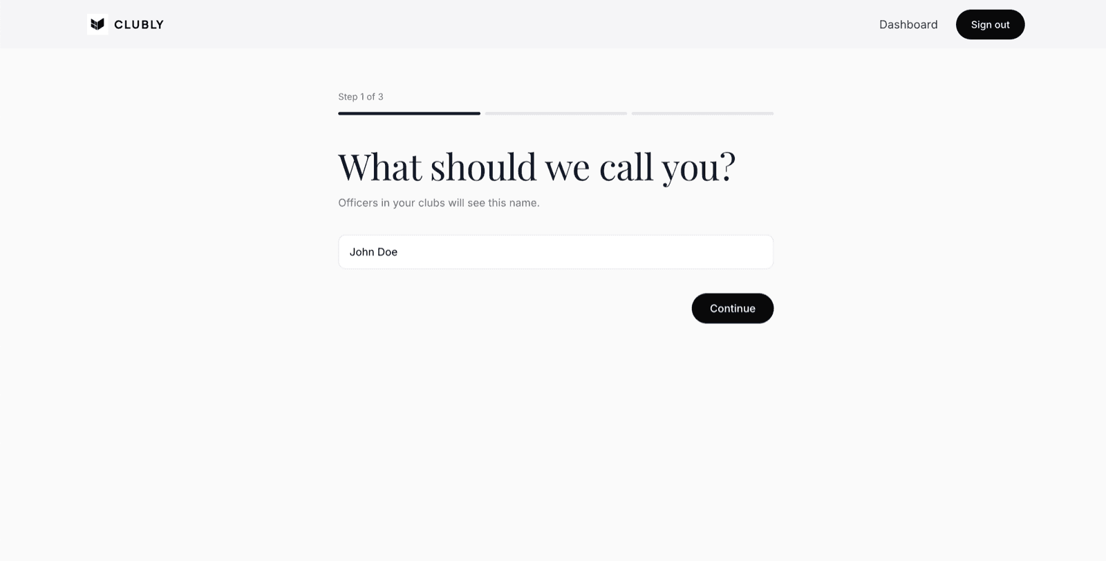 Onboarding, step one: your name